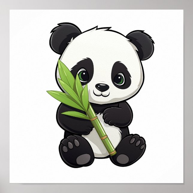 Cartoon Panda Illustration Poster (Vorne)