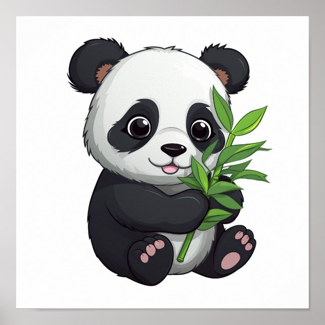 Cartoon Panda Illustration Poster (Vorne)