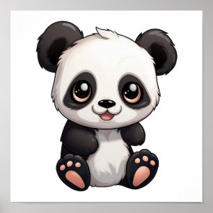 Cartoon Panda Illustration Poster