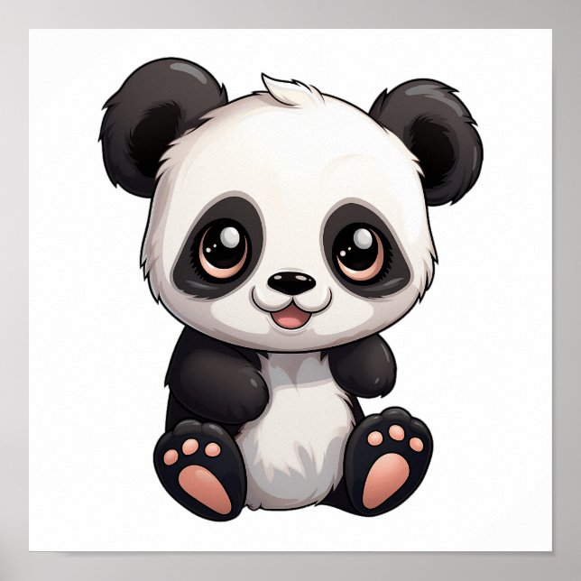 Cartoon Panda Illustration Poster (Vorne)