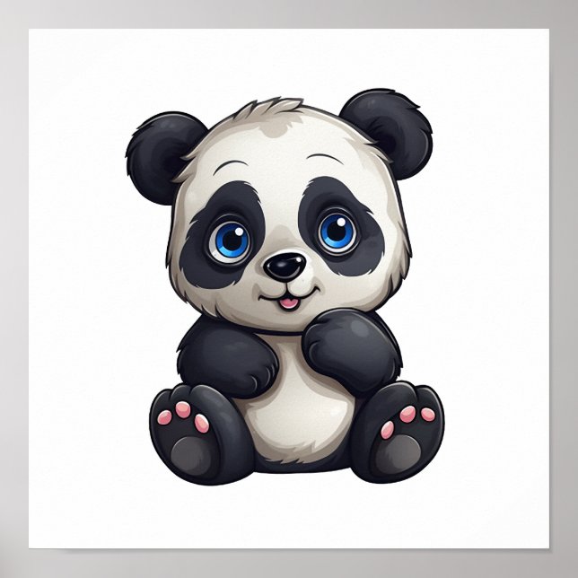 Cartoon Panda Illustration Poster (Vorne)