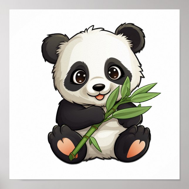 Cartoon Panda Illustration Poster (Vorne)