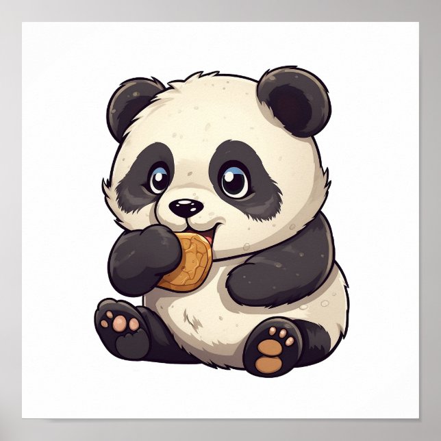 Cartoon Panda Illustration Poster (Vorne)