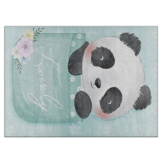 Cartoon Panda | Niedliches Panda ist in Tasche Schneidebrett