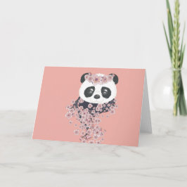 Cartoon Panda Portrait mit Sakura Blume Karte