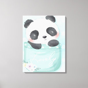 Cartoon-Panda   Süßer Panda ist in der Tasche Leinwanddruck