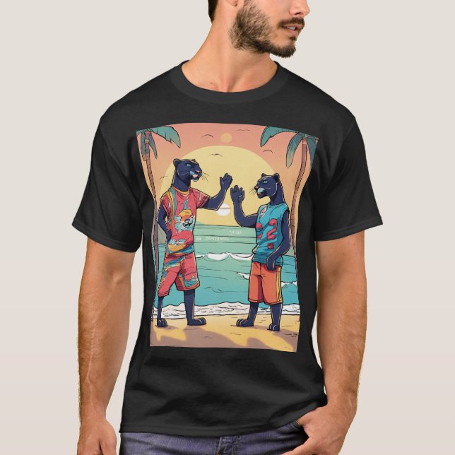 Cartoon Panthers in Streetwear Hochglanz am T-Shirt (Vorderseite)