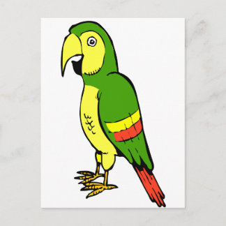 Cartoon-Papagei mit Gelb und Grün Postkarte