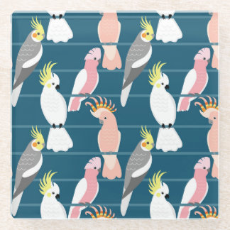 Cartoon Papageien: Niedliches nahtloses Muster Glasuntersetzer