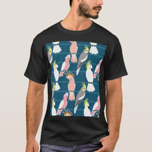 Cartoon Papageien: Niedliches nahtloses Muster T-Shirt
