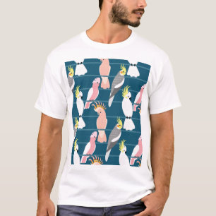 Cartoon Papageien: Niedliches nahtloses Muster T-Shirt