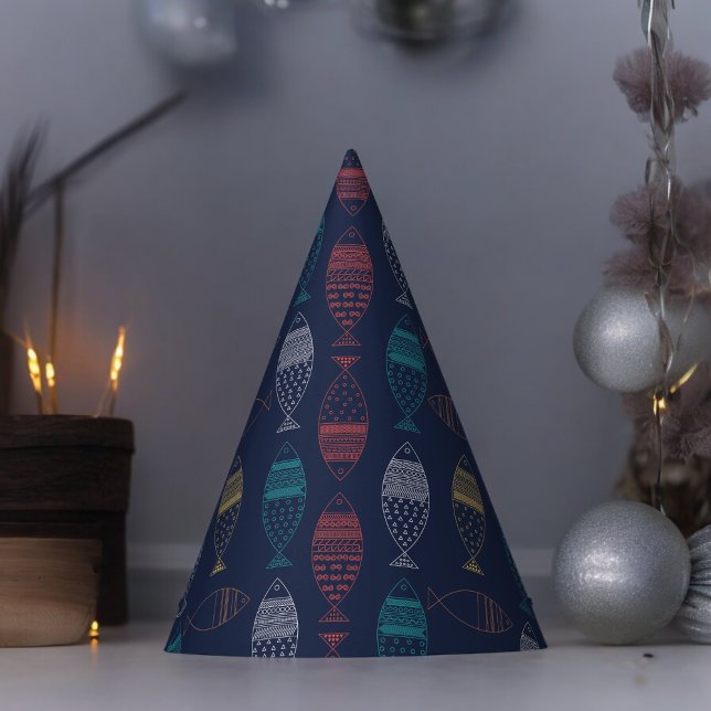 Cartoon Partyhütchen (tribal fish Paper party hat, Kids,adults,party birthday hat,Baby Shower,wedding,celebration hat)
