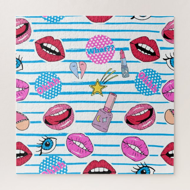 Cartoon Patch Abzeichen: Pop Art. Puzzle (Vertikal)