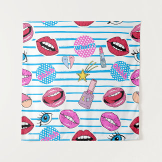 Cartoon Patch Abzeichen: Pop Art. Wandteppich