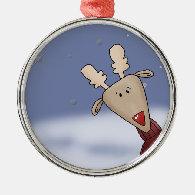 Cartoon Peeking Ornament Aus Metall (Vorne)