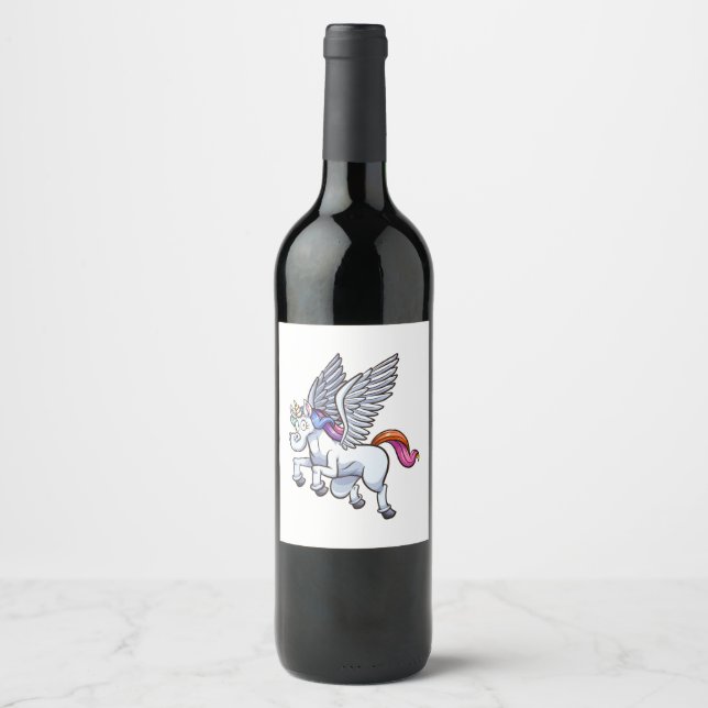 Cartoon pegasus unicorn weinetikett (Vorderseite)