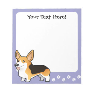 Cartoon Pembroke Welsh Corgi Notizblock
