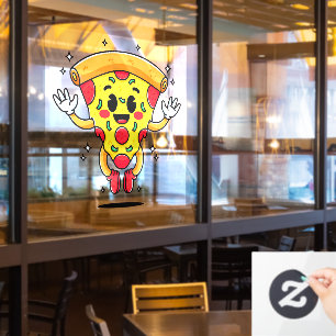 Cartoon-Peperoni-Pizza-Scheibe Kundenattraktor Fensteraufkleber