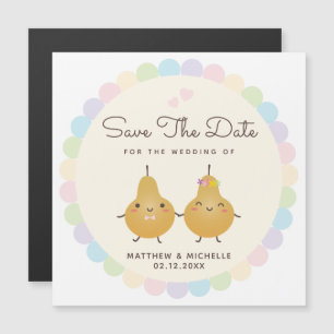 Cartoon Perfect Pear Simple Wedding Save the Date Magneteinladung