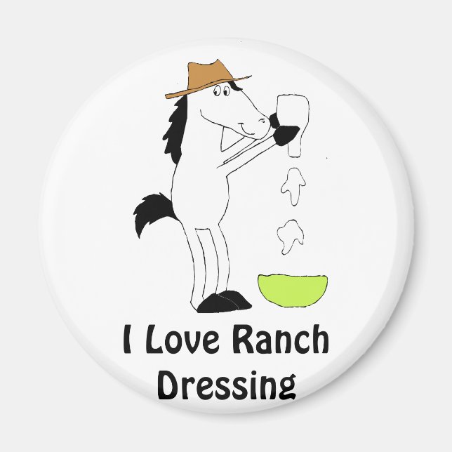 Cartoon Pferd mit Ranch Magnet (Vorne)
