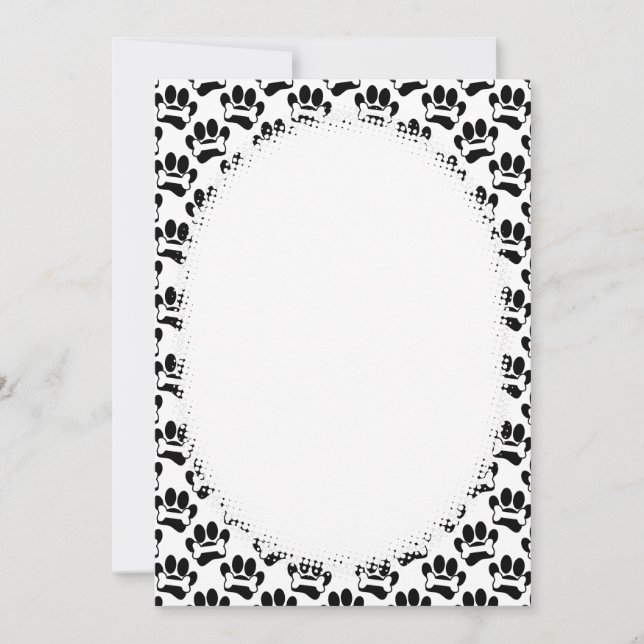 Cartoon-Pfoten und Knochen-Muster-Leere Einladung (Vorderseite)