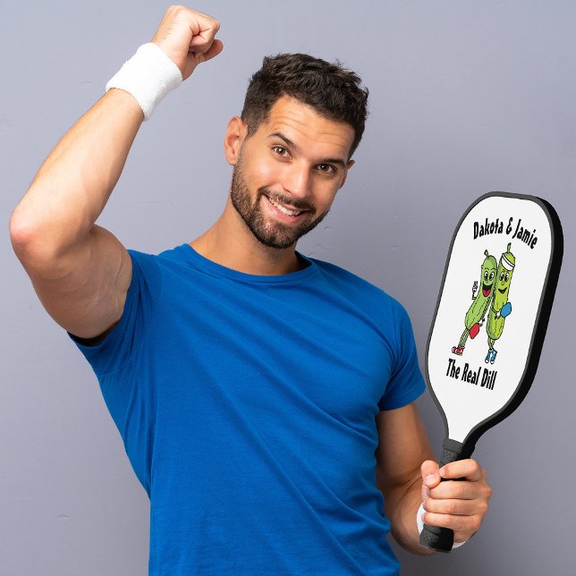 Cartoon Pickle Pair Pickleball Team Real Dill Pick Schläger (Von Creator hochgeladen)