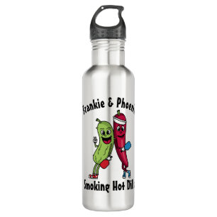 Cartoon Pickle und Pepper Pickleball Team Hot Dill Edelstahlflasche