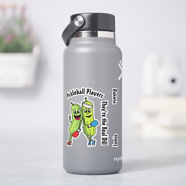 Cartoon Pickles Pickleball Spieler Pickleball Team Aufkleber (HydroFlask)
