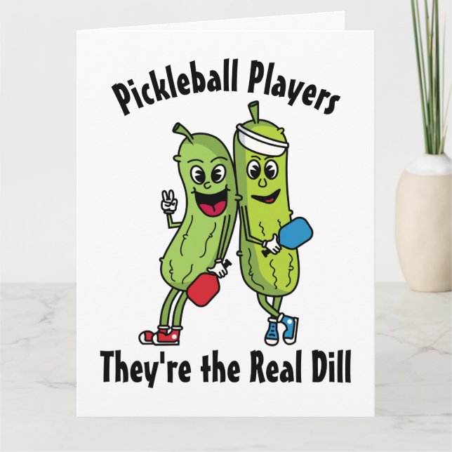 Cartoon Pickles Pickleball Spieler Pickleball Team Karte (Vorderseite)