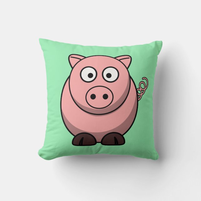 Cartoon Pig on Minze Green Kissen (Vorderseite)