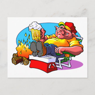 Cartoon Pig Roast Postkarte