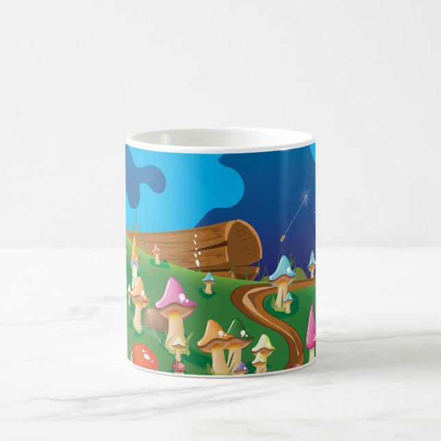 Cartoon Pilze in einer Wiese Tasse (Mittel)