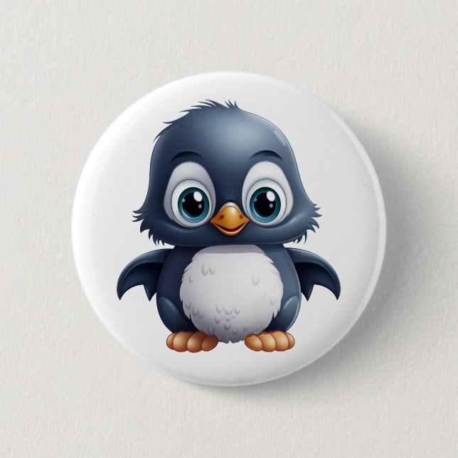 Cartoon Pinguin-Abbildung Button (Vorderseite)