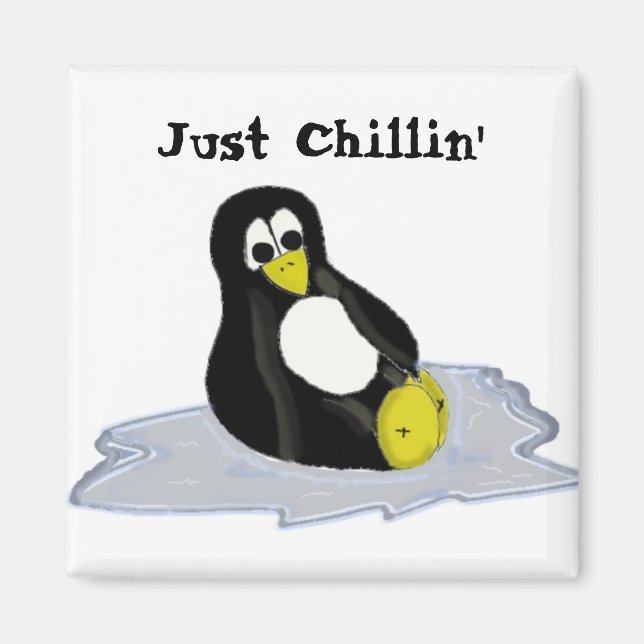 Cartoon-Pinguin auf Eis Magnet (Vorne)