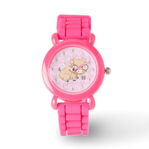 Cartoon Pink Chinesisches Jahr der Schweinefleisch Armbanduhr