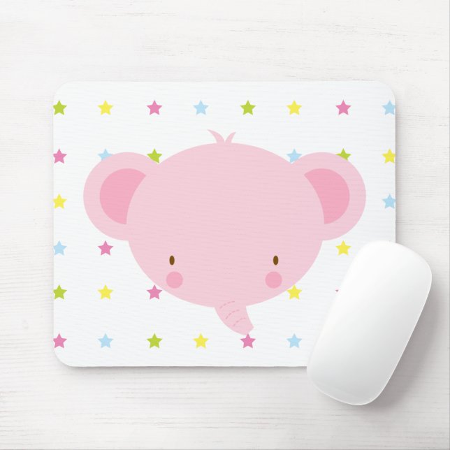 Cartoon Pink Elephant Mousepad (Mit Mouse)