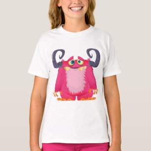Cartoon Pink Monster Girl's T - Shirt