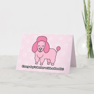 Cartoon Pink Poodle Grußkarte Karte