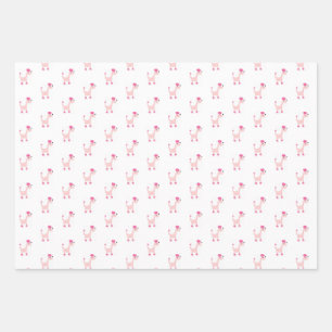 Cartoon Pink Poodle Paws   Geschenkpapier Set
