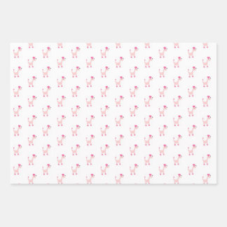 Cartoon Pink Poodle Paws Geschenkpapier Set