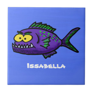 Cartoon Piranha Fliese