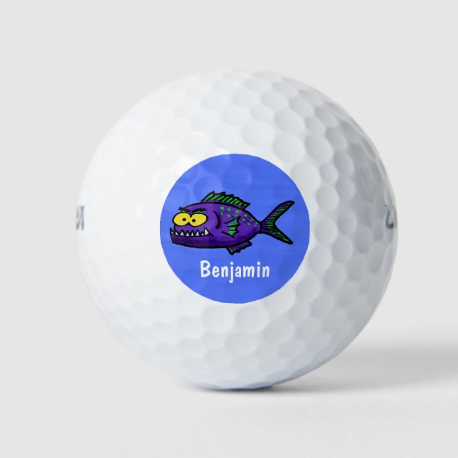 Cartoon Piranha Golfball (Vorderseite)