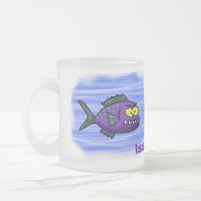 Cartoon Piranha Mattglastasse (Links)