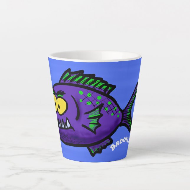 Cartoon Piranha Milchtasse (Vorderseite)