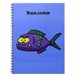 Cartoon Piranha Notizblock