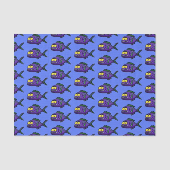 Cartoon Piranha Seidenpapier (Vorderseite)