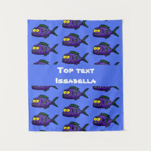 Cartoon Piranha Wandteppich