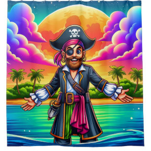 Cartoon Pirate Duschvorhang