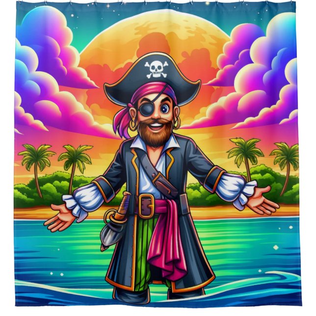 Cartoon Pirate Duschvorhang (Vorderseite)