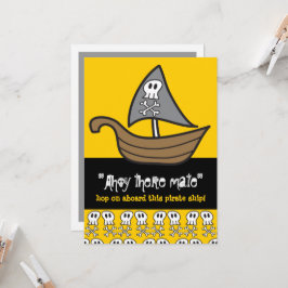 Cartoon Pirate Skulls & Bones Geburtstagsparty Einladung